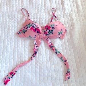 Beachsissi pink floral design wraparound push up bikini top